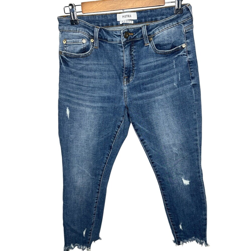 PISTOLA Ankle Skinny Stretch Jeans Distressed Size 29